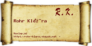 Rohr Klára névjegykártya
