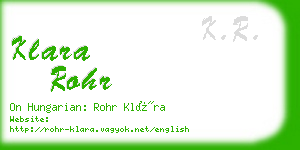 klara rohr business card